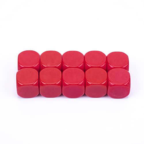 22MM Rounded Blank Six Sided Dice Lianshi Teaching Created Sesources Game Teaching Plastic Cubes Four Colors Choosable (10Pcs, Red)