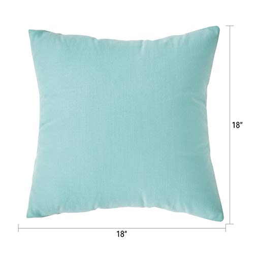 MoMA Decorative Throw Pillow Covers (Set of 2) - Linen Blend Pillow Cover Sham Cushion Cover - Throw Pillow Cover - Sofa Throw Pillow Cover - Square Decorative Pillowcase - Teal Blue Green - 18" x 18"