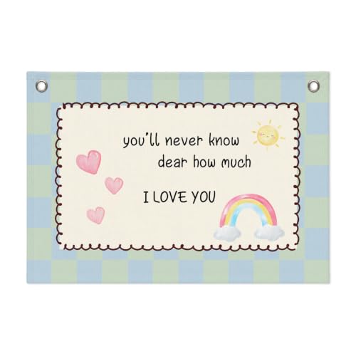 Rainbow Nursery Wall Decor Banner,Love Quote Linen Hanging Flag with Heart Design,Sweet Baby Room Wall Art for Bedroom Playroom Reading Corner Kids Space Home Decoration 20x28 Inches at Amazon