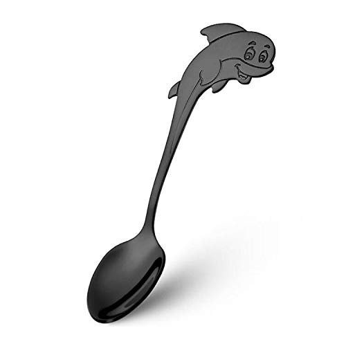 Coffee Spoons Ansaw 4-inches Dolphin mini Coffee Spoons Hanging Cup Spoons Stainless Steel Teaspoon Tea Spoons Dessert Spoon Set of 4