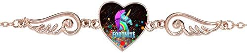 BlingDi Fashion Fort-nite Unicorn Rainbow Design Heart Lucky Bracelet Jewelry