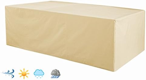 Patio Rectangular Table and Chair Set Cover, Waterproof, Outdoor All Weather Protection, Beige Color (Large)