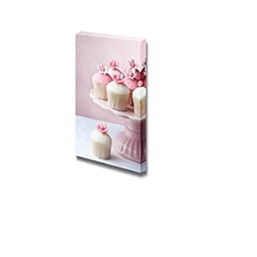 Canvas Prints Wall Art - Cupcakes with Pink Background - 18" x 12"