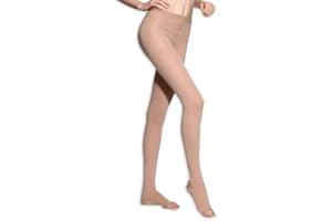 BriteLeafs Sheer Compression Pantyhose 20-30 mmHg, Firm Support, Open Toe (X-Large, Beige)
