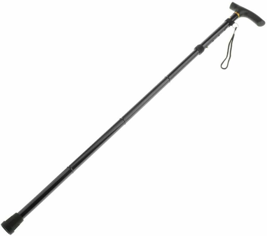 Romaxx Aluminum Metal Walking Stick Easy Extendable Adjustable Folding Collapsible Lightweight Durable Walking Cane with Comfortable Grip For Men and Women Travel Cane (Black)