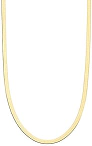 Miabella 18K Gold Over Sterling Silver Italian Solid 3.5mm Flexible Flat Herringbone Chain Necklace for Women 