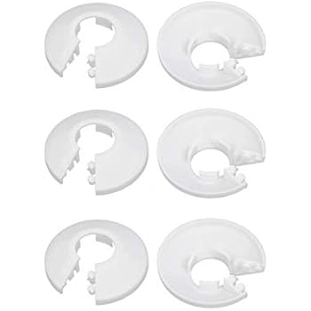 Saim Wall Flange Easy Installation Plastic Radiator Escutcheon Water Pipe Drain Line Cover Collar Wall Pipe Cover Decoration White 16mm 6Pcs