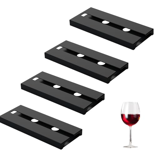 Dwitkul Set of 4 Hanging Wine Glass Holder for Wine Glasses Without Drilling Glass Holder for Bar Restaurant Kitchen (Black)