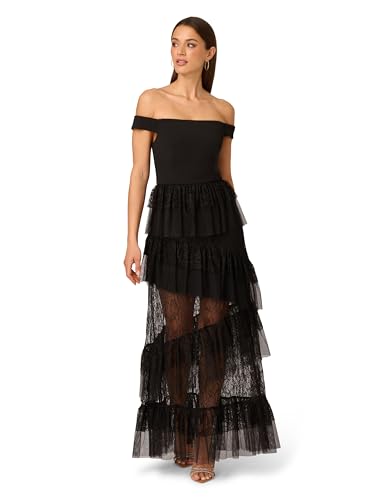 Adrianna Papell Women's Lace and Knit Crepe Dress, Black