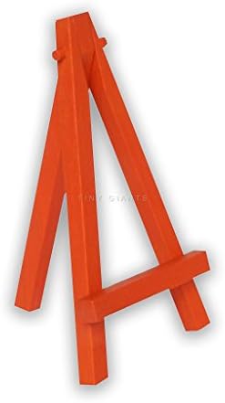 SMALL Mini Miniature Wooden EASEL Artist Art Stand Foldable - 5"x3" - MANY COLORS (Orange)