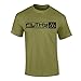Filthy Anglers Mens Fishing T Shirt Short Sleeve with Military Front Style Print American Flag on Sleeve (Large, Military Green)