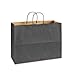 USA-Made Extra Large Kraft Shopping Bags (Vogue Size 16 W x 12 H x 6 gusset) Set of 25, Available in 14 Colors (Midnight Black)