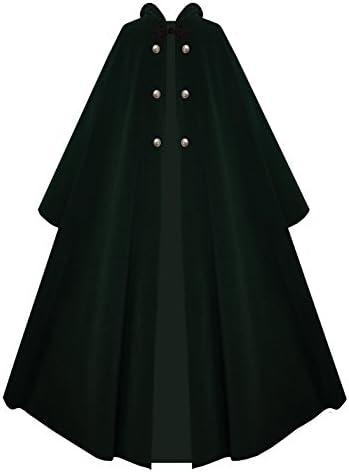 Victorian Vagabond Hooded Steampunk Gothic Medieval Cape Cloak (Forest Green)