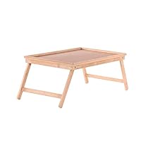 Heberry Bed Tray Laptop Table Foldable with Foot Portable Laptop Stand Bed Height Adjustment Small Desk Breakfast Tray Multi-Function Folding Dining Table (50x30x22cm, Yellow-A)