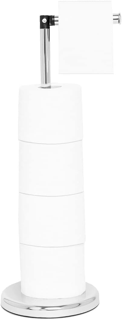 Pristine Free Standing Toilet Roll Holder Stand- Stylish Chrome Finish, Practical Design