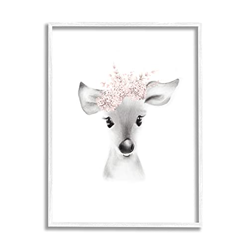 Stupell Industries Sketched Fluffy Deer Flowers