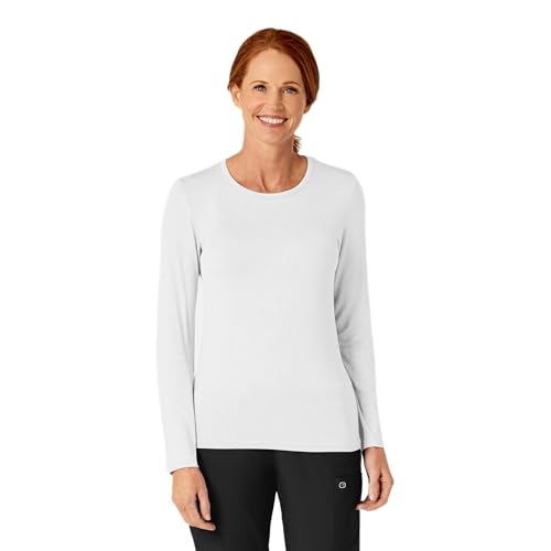 WonderWink Damen Scrubs Silky Longsleeve T-Shirt, Weiß, Klein