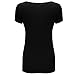 OThread & Co. Women's Short Sleeves T-Shirt Scoop Neck Plain Basic Spandex Tee (Small, Black)