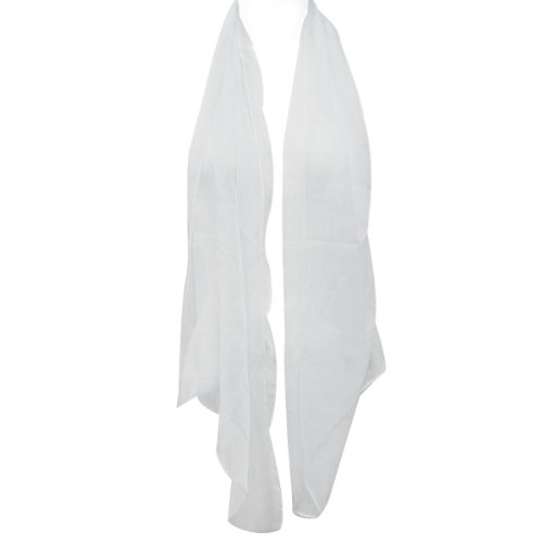 Wrapables Solid Color 100% Silk Long Scarf, White