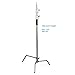 LimoStudio Heavy Duty Master C-Stand with Sliding Leg Turtle Fold Base, Light Stand Tripod, 130 Inch Max Height, 100 Percent Metal Strong Silver Chrome, Photo Studio, AGG2146