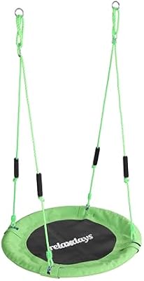 Baloiço de ninho redondo, alças de espuma, para crianças, ajustável, exterior, Ø: 80 cm, até 100 kg, verde