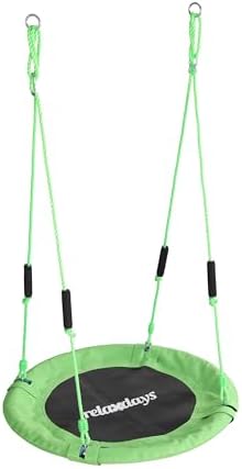 Baloiço de ninho redondo, alças de espuma, para crianças, ajustável, exterior, Ø: 80 cm, até 100 kg, verde