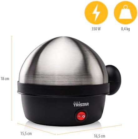 cuiseur à œuf – Convient pour 7 œufs – Acier inoxydable, Plastique Blanc - EK-3076, Moyen