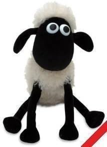 The iconic Shaun the Sheep stuffed toy + Hand made unique Red yarn hat &amp; scarf from ovevo (10 inches - 25 cm)