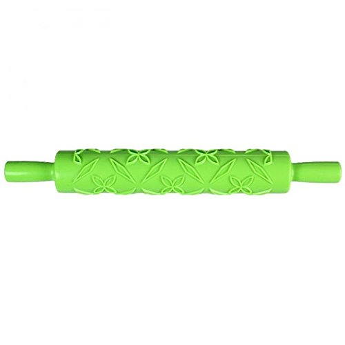 Baifeng Colourful Plastic Embossed Patterns Rolling Pin, Baking Tools, Non Stick Fondant Embossed Mold Cake Decorating - 25cm, 1 Pack