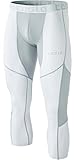 TM-MUC78-WTL_Large Tesla Men's Mesh-Panel Compression 3/4 Capri Baselayer Cool Dry Sports Tights MUC78