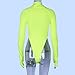 Azhong Women's Basic Solid Sexy Bodysuit Turtleneck Leotard Top Long Sleeve Bodycon Jumpsuit Stretchy Romper Neon Lime