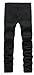 Men's Black Ripped Skinny Distressed Destroyed Slim Jeans Pants with Holes,Black,W34