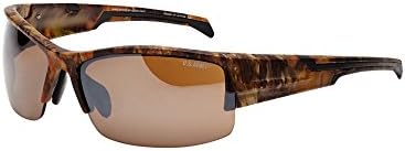 Men's Rectangular Semi-Rimless Wrap Around Frame, Brown Camo
