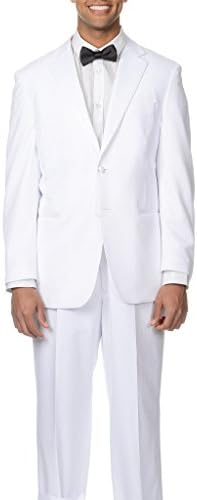 Bolzano Men's 60212 Classic Fit Two-Piece Notch Lapel Tuxedo Suit Set - White - 40S