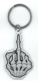 Hot Leathers - Boney Middle Finger - Metal Keychain
