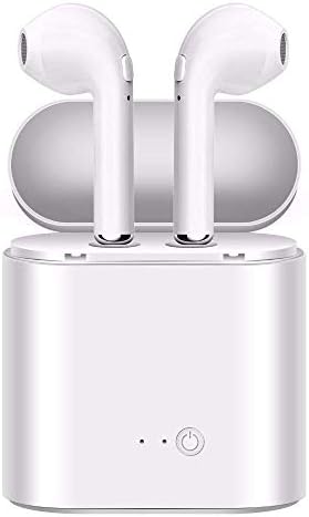 Bluetooth Wireless Earbuds, True Wireless Headphones Sweatproof Sports Bluetooth Headset, Dual Hi-Fi Stereo Bluetooth 5.0 Invisible Earphones with Portable Charger, Built-in HD Mic (White)