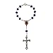 Deep Blue Crystal Beads One Decade Auto Rosary Catholic Crucifix Jerusalem Holy Soil Centerpiece