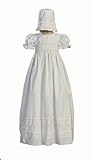 White Cotton Smocked Bodice Christening Baptism Gown
