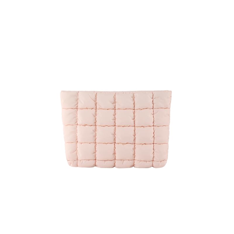 HFLZBRO Puffy Quilted Makeup Bag, Travel Cosmetic Bag for Women, Toiletry Organizer Pouch, Clutch, Pink — image 1