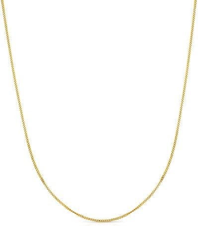 16 Inch 10k White Gold Curb Cuban Chain Necklace for Girls and Boys(1.5 mm)