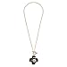 Fashion Jewelry designer statement enamel rhinestone camellia flower faux pearl charm pendant necklace for women (Black)