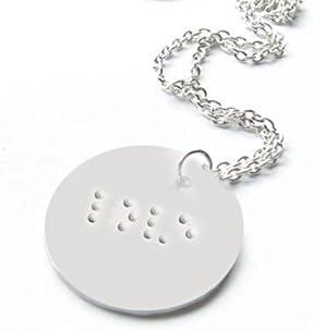 JewelrylizedLove Braille Heart Necklace, Hand Stamped Jewelry in Brass, Copper or Aluminum