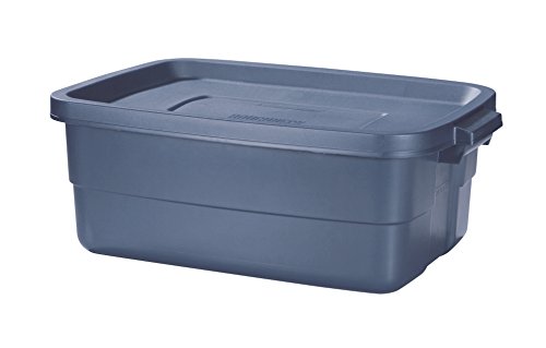 Rubbermaid 2214 10-Gallon Roughneck Storage Box, Dark Indigo Metallic, 8-Pack