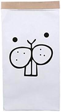 FUJINET Baby Toys Kraft Paper Organizers Bags Household Drawstring Storage Large Sorting Bags (White, Rabbit Teeth)