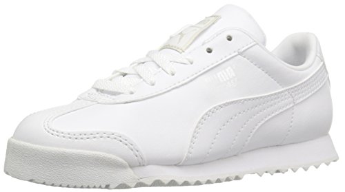 PUMA Boys' Roma Basic PS Sneaker, Puma White/Gray Viol, 2 M US Little Kid