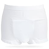 Incontinence Underwear Mens Short Leg Boxer Briefs with Super-absorbent (14 Oz) White Bamboo Charcoal Pad. (Medium)