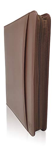 Zippered PU Leather Business Portfolio Padfolio - Professional Light Brown Faux Leather Portfolio Binder & Organizer Folder with 10.5 Inch Tablet Sleeve by Lautus Designs - Thumbnail 7