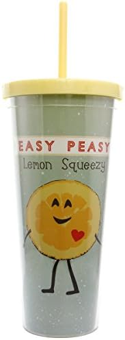 Purple Lemonade Tumbler With Straw 22 oz - Easy Peasy Lemon Squeezy - Artwork by Ginger Oliphant (Yellow)