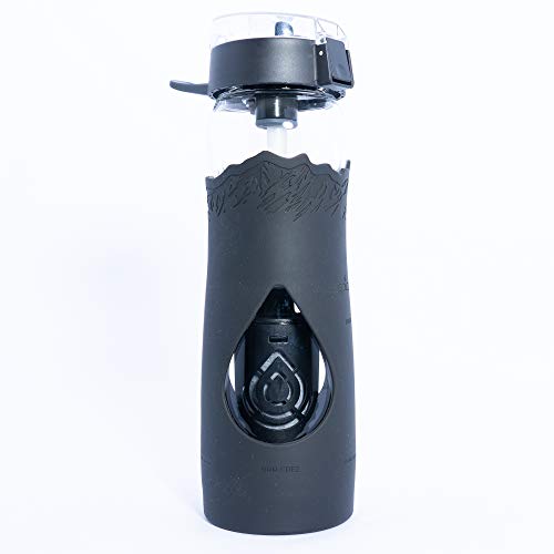 Escape Glass Filtered Water Bottle | 24oz | Black | American Made Filter Removes Chemicals, Lead, PFOA, PFOS, Chromium 6, VOCs, Giardia, Cryptosporidium & 99.99% of Tap Water Contaminants | BPA Free