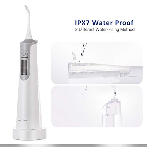 VICOODA Cordless Water Flosser Teeth Cleaner - Portable Dental Oral Irrigator Rechargeable For Travel, Home Use - PX7 Waterproof Dental Water Jet 145ML for Deep Cleaning With 3 Interchangeable Nozzles - Thumbnail 2